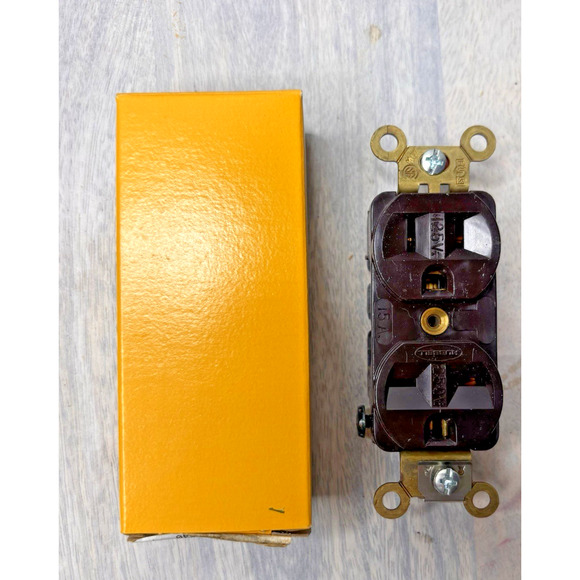 Hubbell HBL5292 Duplex Outlet 15A 125V Brown Heavy Duty Industrial Grade - Picture 3 of 3